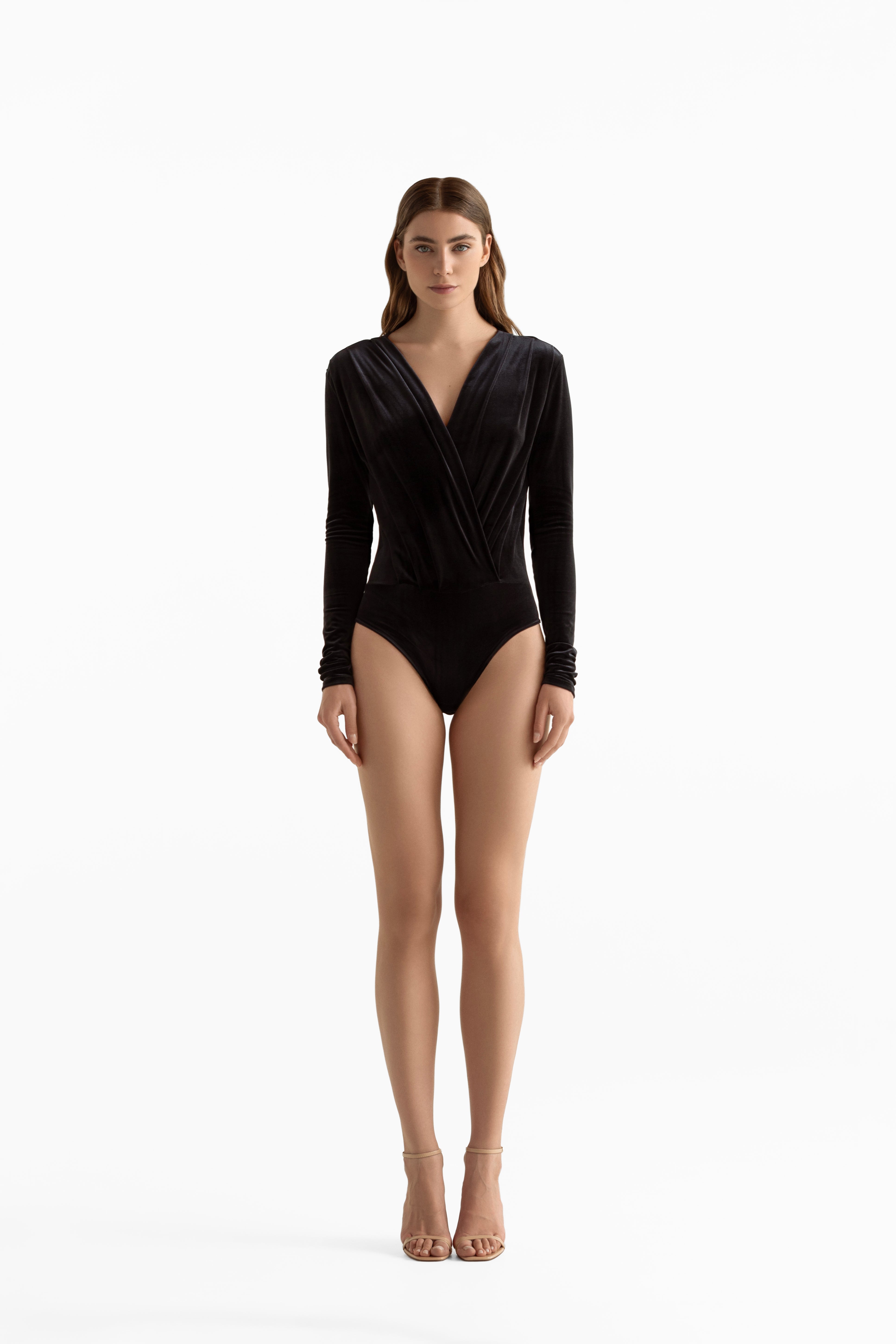 Turnt Crossover Velvet Bodysuit M-8