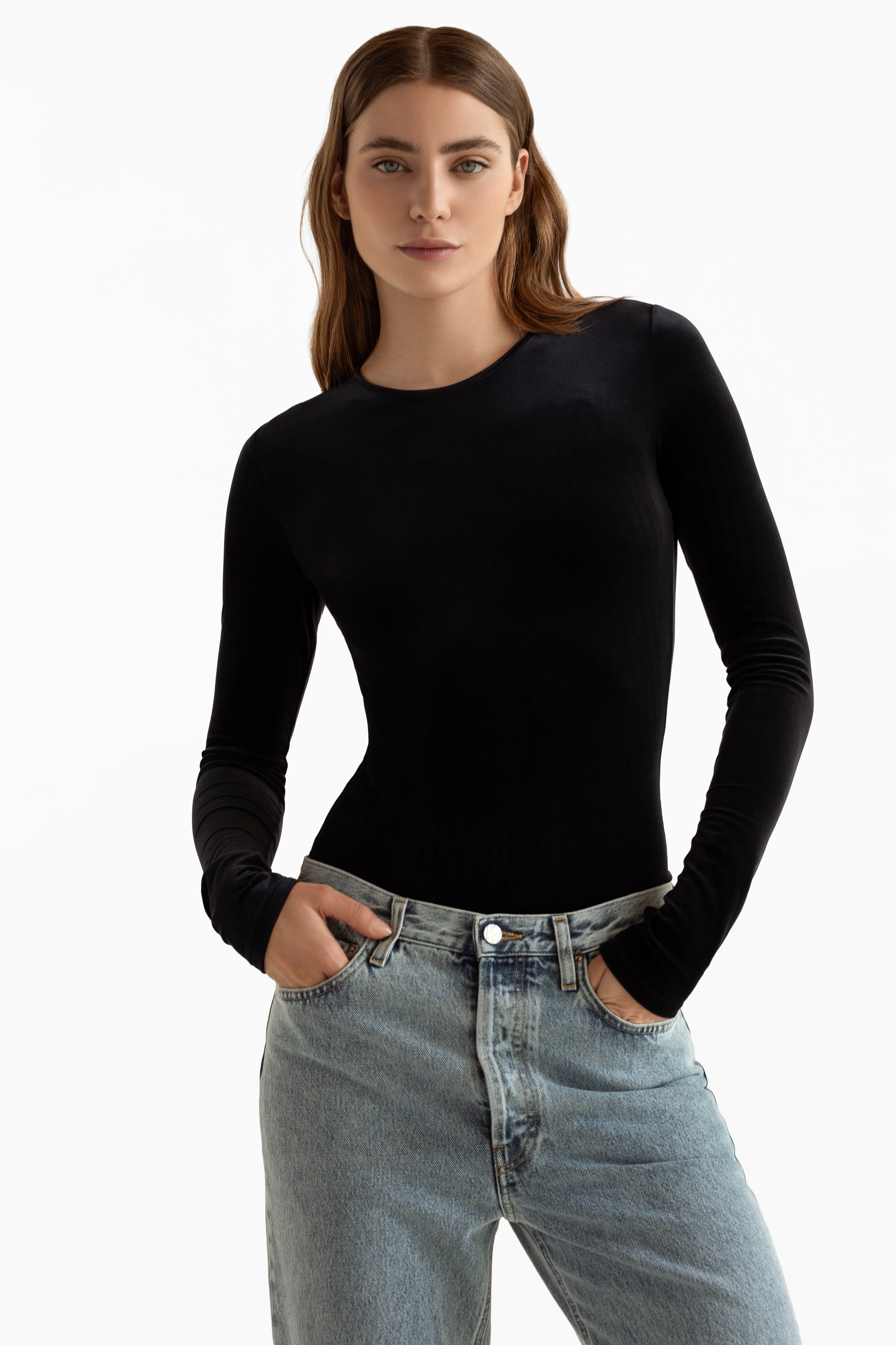 Long Sleeve Velvet Bodysuit M-7.1