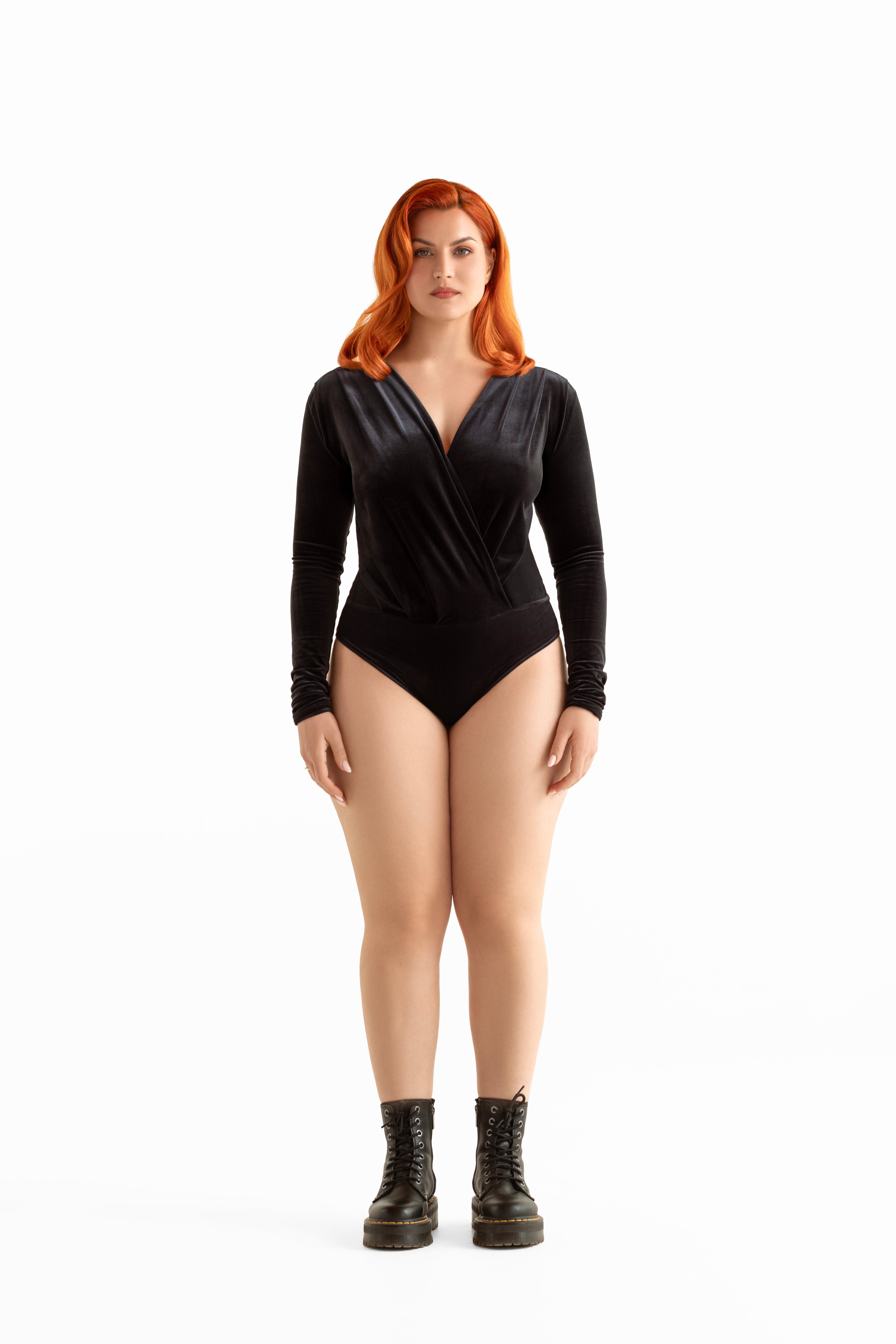 Turnt Crossover Velvet Bodysuit M-8