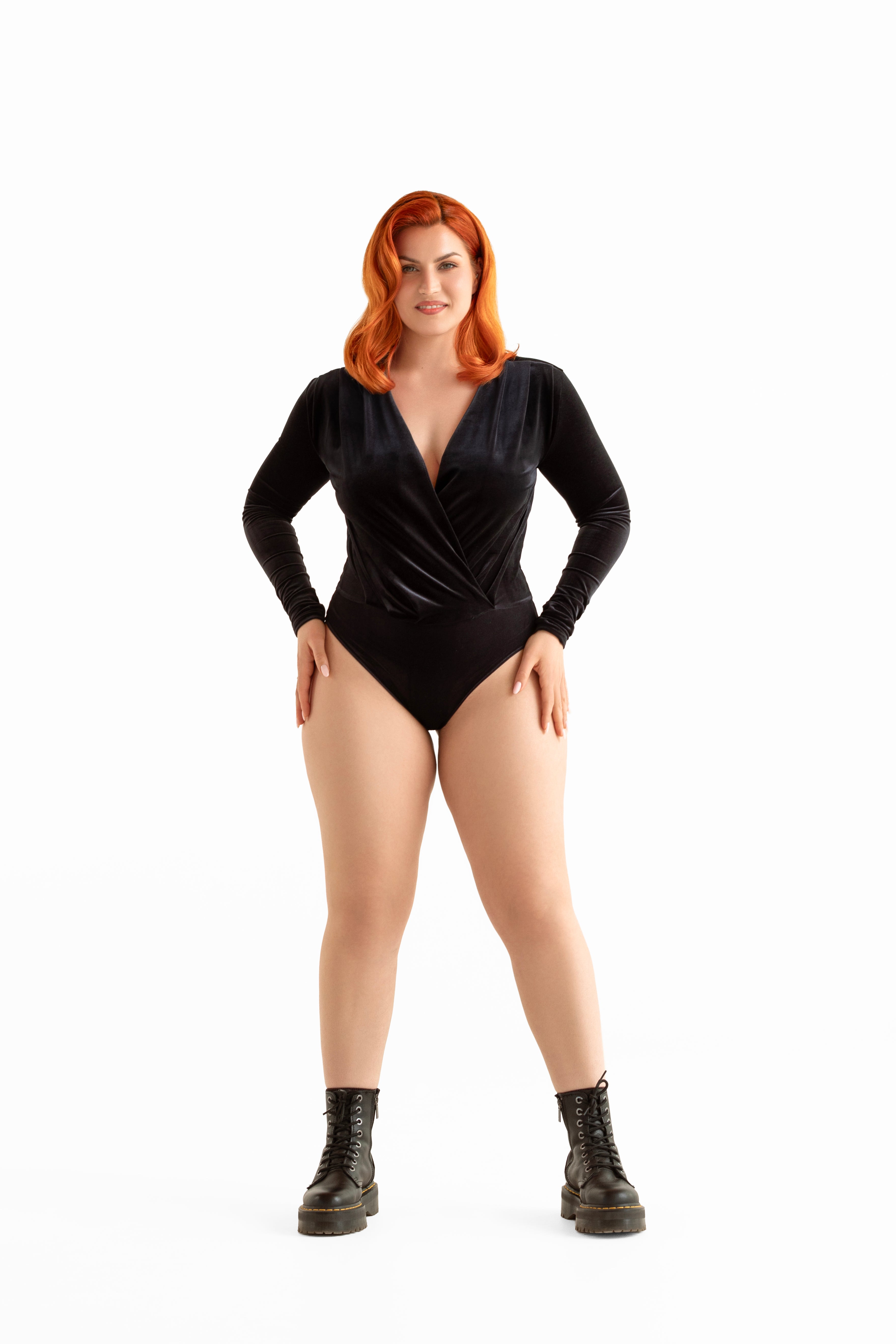 Turnt Crossover Velvet Bodysuit M-8