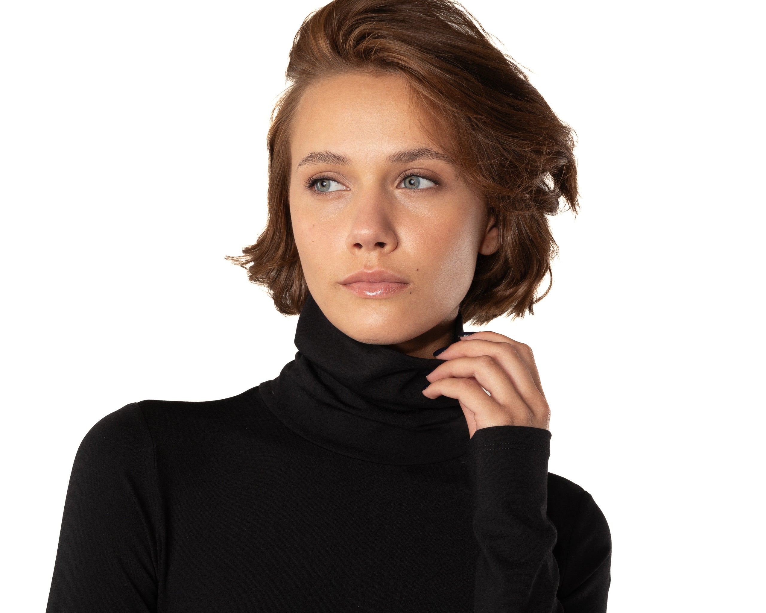 This bodysuit's model can be considered as your second skin. Long sleeve, hight turtle neck creates feeling of protection and comfort. Non-transparent fabric despite its elasticity makes it perfect for any occasion and activity.