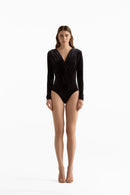 Turnt Crossover Velvet Bodysuit M-8