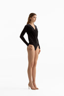 Turnt Crossover Velvet Bodysuit M-8