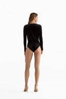 Turnt Crossover Velvet Bodysuit M-8