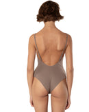 This bodysuit's model is designed for B+ cup. Perfect coverage in the front and super low cut on the back. Adjustable straps can be worn crossed on a back.
