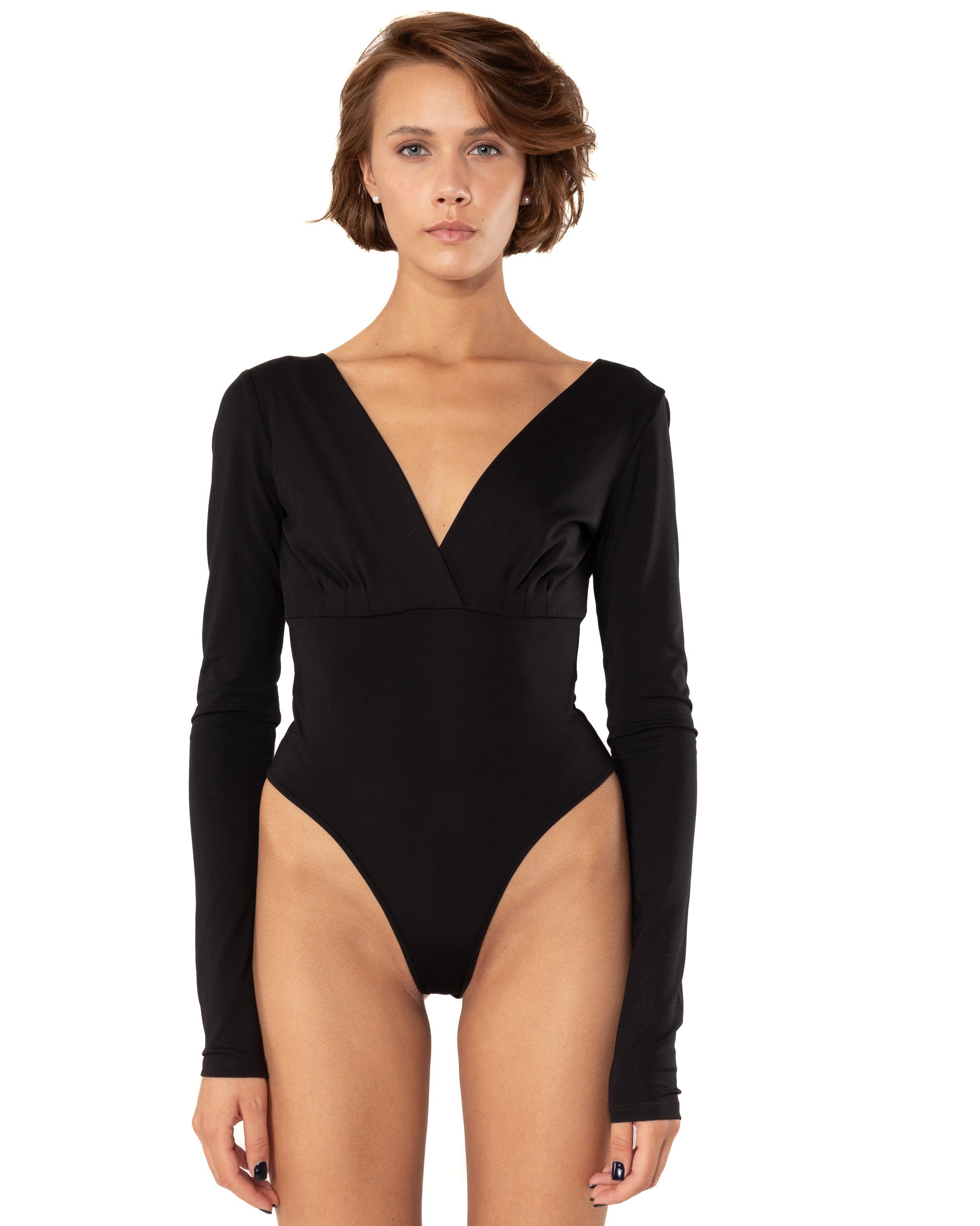 V neck Long sleeve backless bodysuit M-4