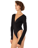V neck Long sleeve backless bodysuit M-4